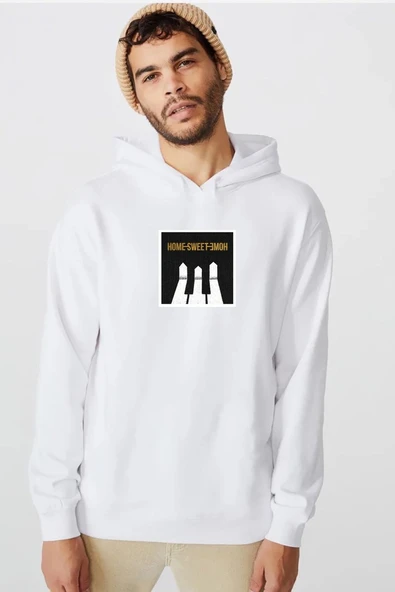 G-Dragon Home Sweet Home Beyaz Erkek 3ip Kapşonlu  Sweatshirt ürün görseli 1