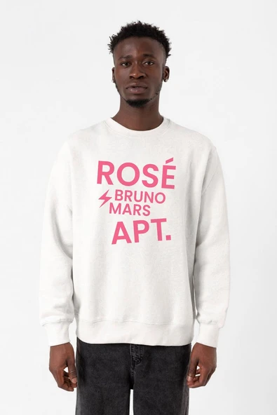 BLACKPINK ROSE BRUNO MARS APT Beyaz Erkek 2ip Sweatshirt ürün görseli 1