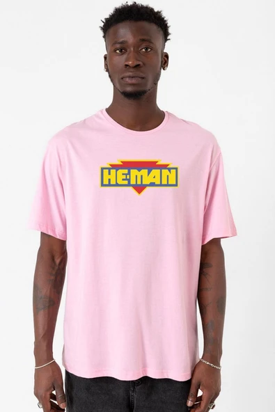 He Man Logo Pembe Erkek Oversize Tshirt ürün görseli 1