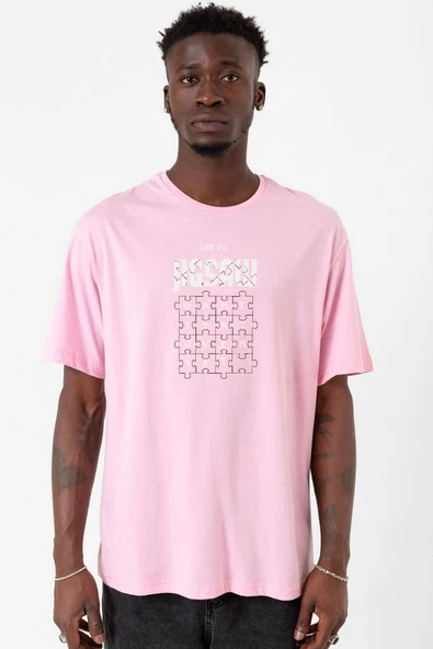 Jigsaw Game Isn_t Over Yet Pembe Erkek Oversize Tshirt ürün görseli 1