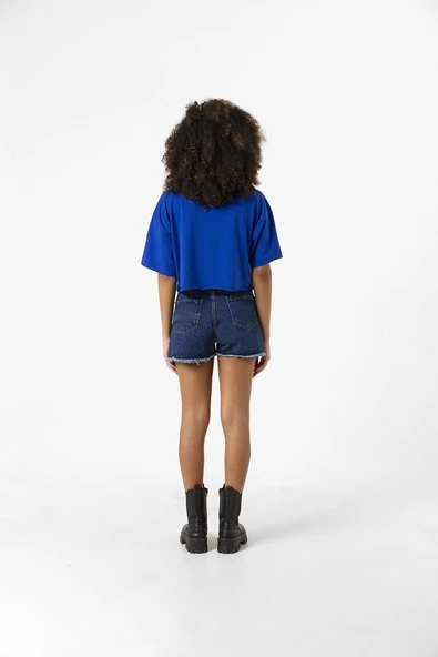 Inspector Gadget Wowsers Mavi Kadın Crop Tshirt - Resim 2