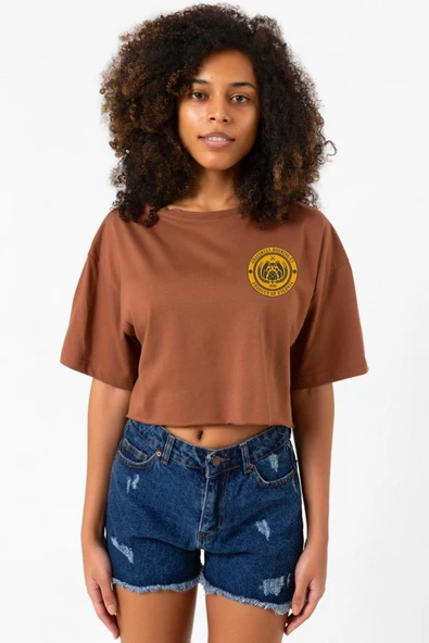 He Man Grayskull Brewing Co Logo Kahverengi Kadın Crop Tshirt ürün görseli 1