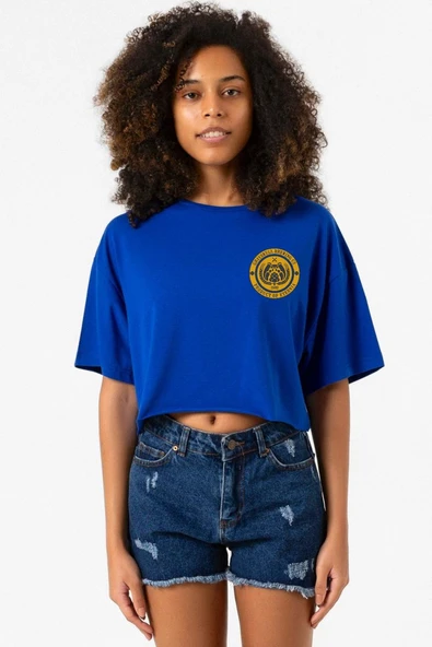 He Man Grayskull Brewing Co Logo Mavi Kadın Crop Tshirt ürün görseli 1