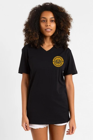 He Man Grayskull Brewing Co Logo Siyah Kadın V yaka Tshirt ürün görseli 1
