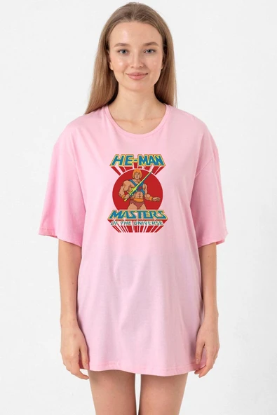 He Man Masters Of The Universe Pembe Kadın Oversize Tshirt ürün görseli 1