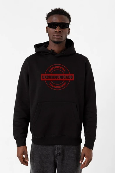John Wick Continental Excommunicado Siyah Erkek 3ip Kapşonlu Sweatshirt ürün görseli 1