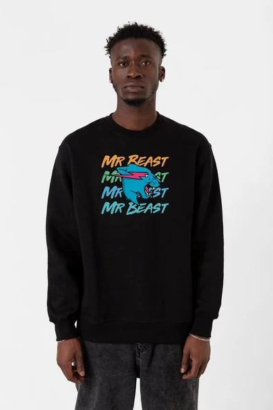 Mr Beast Lettern Siyah Erkek 2ip Sweatshirt ürün görseli 1