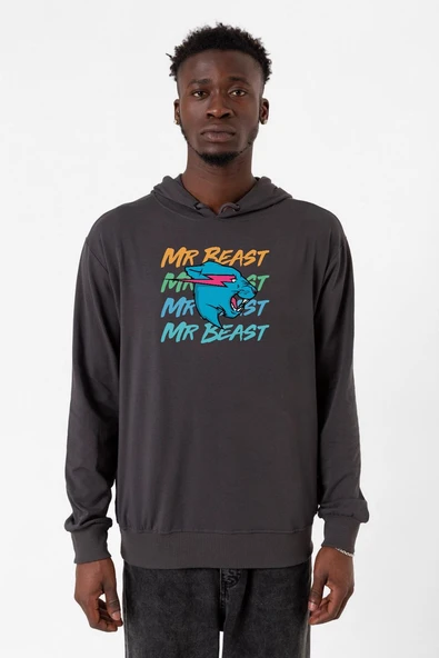 Mr Beast Lettern Füme Erkek 2ip Kapşonlu ürün görseli 1