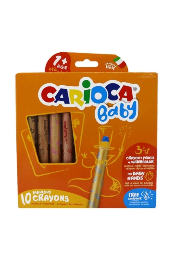 Carioca "3 in 1" Jumbo Bebek Ahşap Gövdeli Boya Kalemi 10'lu ürün görseli 1