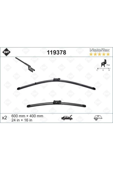 Silecek 60 40cm Flatblade-muz Tipi Doblo 10 Ibıza 08 Twng 07 C3 1.6 Hdi 05 Combo 12 Kugaval-119378 1 ürün görseli 1