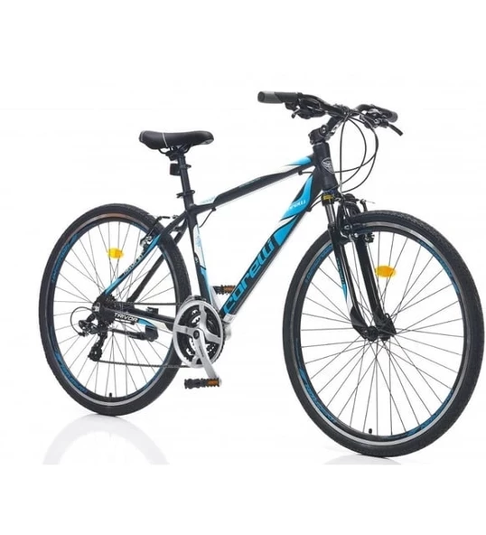 Corelli Trivor 5.1 V Fren Shimano 21 Vites 28 Jant Şehir Tur Bisikleti Koyu Gri Mavi Beyaz 18 Kadro ürün görseli 1