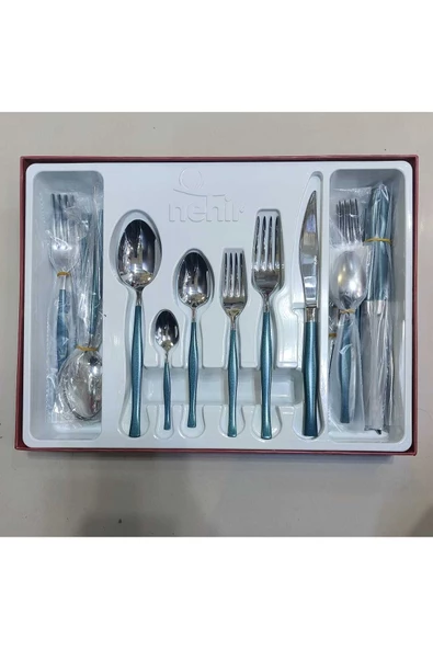 Nehir Zarif Premium Sedef Kaplamalı 36 Parça Renkli 6 Kişilik Çatal Kaşık Takımı ürün görseli 1