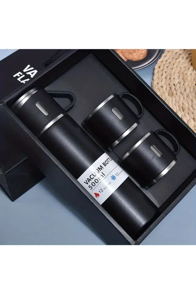 BUENOS Paslanmaz Çelik Termos Renkli 3 Bardaklı 500 ML Kutulu Set ürün görseli 1