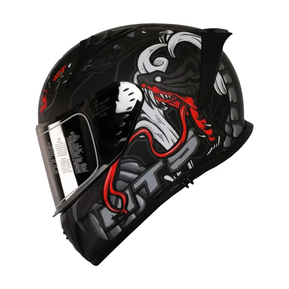 PTTAVM: MTS M-201 MYTY GREY GÜNEŞ VİZÖRLÜ KASK (SİYAH CAMLI)