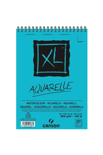 Canson XL Sulu Boya Spiralli Bloklar SPP Canxl Aquarelle 20 Sayfa A5 300 GR ürün görseli 1