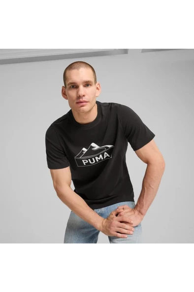 Puma OPEN ROAD Graphic Tee Erkek Tişört Siyah S-XXL ürün görseli 1