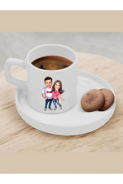 Özcan Tasarım Kişiye Özel Türk Kahvesi Fincanı Karikatür Sevgili Fincanı 5 ürün görseli 1