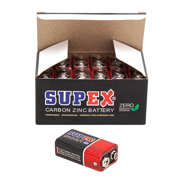 SUPEX 6F22 9 VOLT PİL (12 'Lİ PAKET) ürün görseli 1