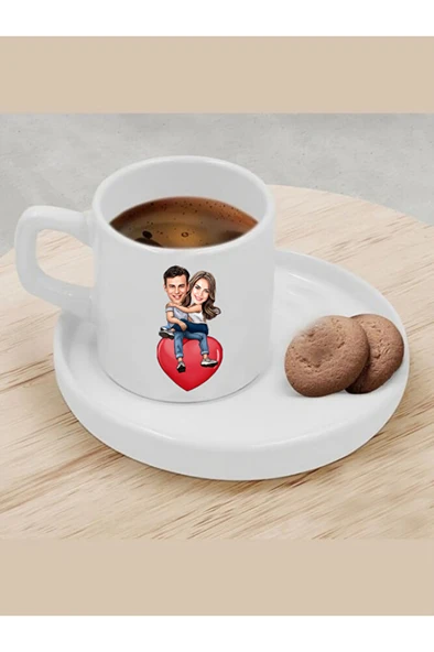 Kişiye Özel Türk Kahvesi Fincanı Karikatür Sevgili Fincanı ürün görseli 1