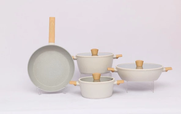 Winterbach 7 Parça Granit/Seramik Tencere Takımı Krem Renk ürün görseli 1