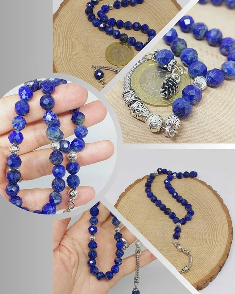 Lapis Taşı Üst Segment Faset Kesim 33lük Tesbih 8mm (54330) ürün görseli 1