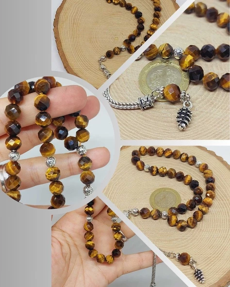 Kaplangözü Taşı Üst Segment Faset Kesim 33lük Tesbih 8mm (39555) ürün görseli 1