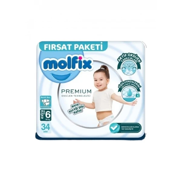 Molfix Premium Bebek Bezi Fırsat Paketi 6 Beden 15+ Kg 34 Adet ürün görseli 1