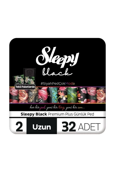 Sleepy Black Premium Plus Günlük Ped Uzun 32'li ürün görseli 1