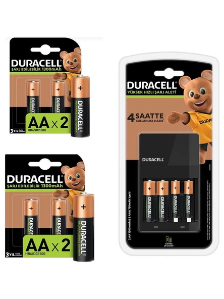 Duracell Cef 14 Şarj Cihazı ve Şarj Edilebilir 2 Adet 750 Mah Aaa 6 Adet 1300 Mah Aa Şarj Edilebilir Pil ürün görseli 1