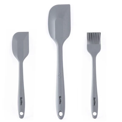 Tantitoni Gri Renkli 3 Lü Silikon Spatula Ve Fırça Seti (Elvin Home Concept) ürün görseli 1