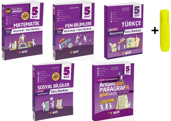 Gizli Yayınları 5. Sınıf Matematik Fen Türkçe Sosyal Paragraf Soru Seti ürün görseli 1