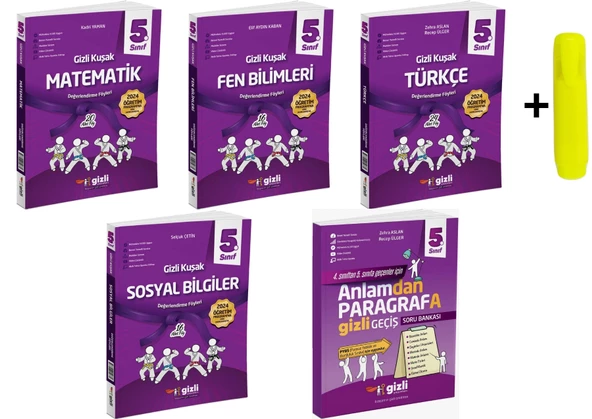 Gizli Yayınları 5. Sınıf Matematik Fen Türkçe Sosyal Değerlendirme Föyleri ve Paragraf ürün görseli 1
