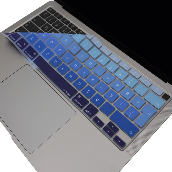 MacBook Air 13 inç Türkçe Q Ombre Silikon Klavye Koruyucu A2337 M1 A2179 Yıkanabilir İnce ürün görseli 1