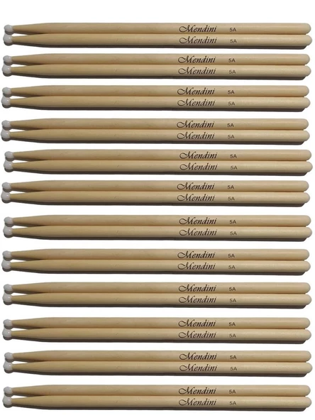 Mendini Baget Plastik Uçlu 12 Çift - Davul - Bateri Bageti Drumsticks 5a Pürüzsüz Yüzey ürün görseli 1