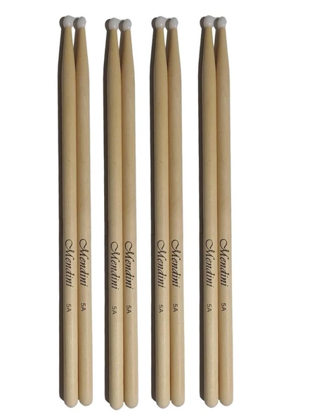 Mendini Baget Plastik Uçlu 3 Çift - Davul - Bateri Bageti Drumsticks 5a Pürüzsüz Yüzey ürün görseli 1