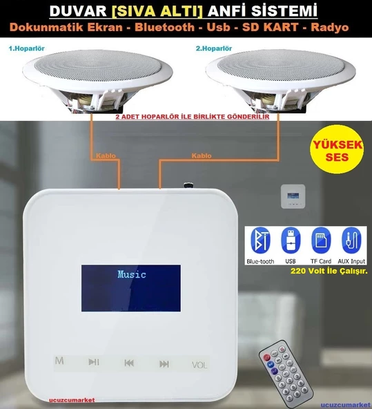 MÜZİK KONTROL DOKUNMATİK ANFİ SIVA ALTI - (BLUETOOTH-USB-SD KART-RADYO-KUMANDALI) ürün görseli 1