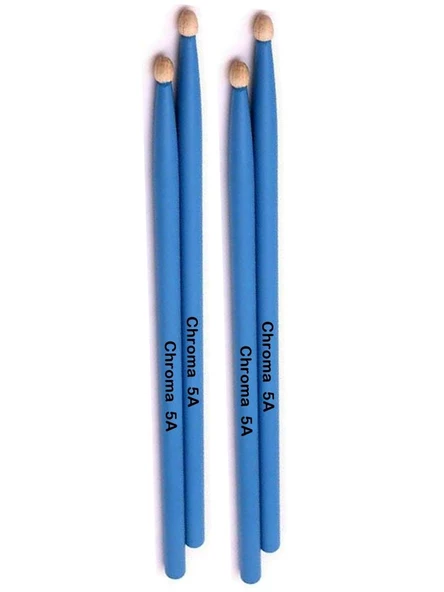 Chroma Baget Mavi 2 Çift - Davul - Bateri Bageti Drumsticks 5a Pürüzsüz Yüzey ürün görseli 1