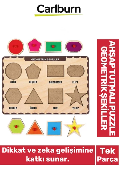 Özel Üretim Eğitici Öğretici Zeka Geliştirici Çocuk Ebeveyn Geometrik Şekiller Ahşap Tutmalı Puzzle ürün görseli 1