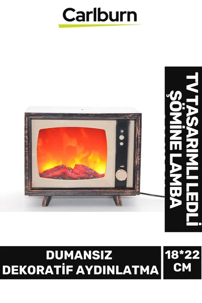 Özel Üretim Dekoratif Piili Pirize Fiş Takılabilir Dumansız Tv Tasarımlı Ledli Şömine Lamba ürün görseli 1