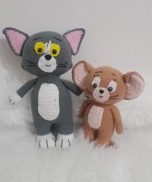 Bitirim İkili Tom ve Jerry Amigurumi Organik Oyuncak ürün görseli 1