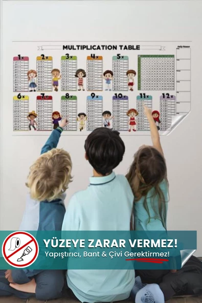 Çarpım Tablosu, Çarpım Tablosu Kolay Ezberleme Çarpım Tablosu Alıştırmaları, Statik Akıllı Kağıt ürün görseli 1
