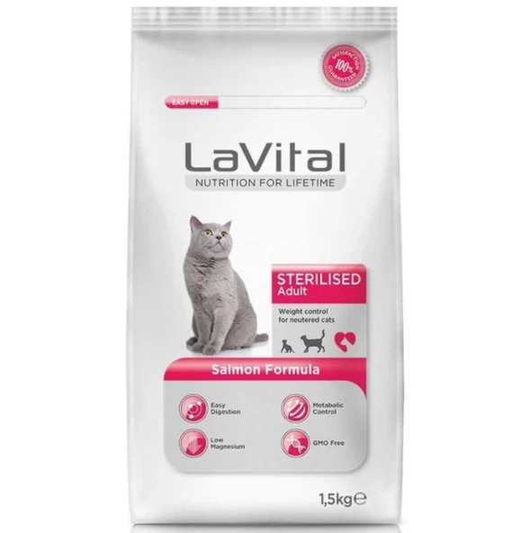 LaVital Somonlu Kısırlaştırılmış Yetişkin Kedi Maması 1,5 kg ürün görseli 1
