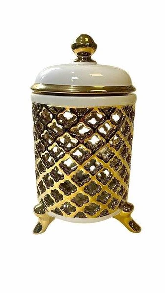 Roy King Azra Kavanoz Büyük Boy 25cm Krem-Gold ASF025 ürün görseli 1