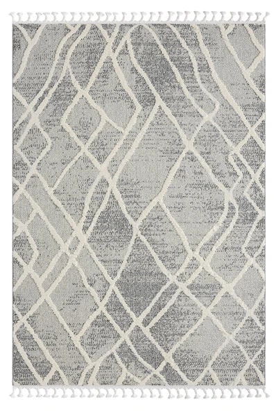 Wool Wl003a Gri Halı Antrasit Detaylı Sisal Bukle Dekoratif Kabartmalı Halı Tozsuz 200 X 290 GRI-BEYAZ ürün görseli 1