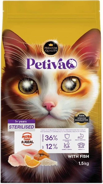 Petiva Kısırlaştırılmış Balıklı Yetişkin Kedi Maması 1,5 Kg ürün görseli 1