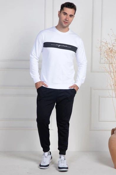 Mecit 2976 Beyaz İki İp Örme Spor Model Erkek Pijama Takımı ürün görseli 1