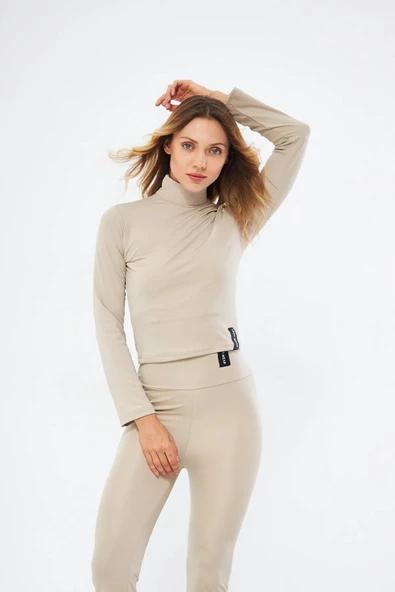 Lesa Wear Soft Touch Balıkçı Yaka Bluz Bej ürün görseli 1