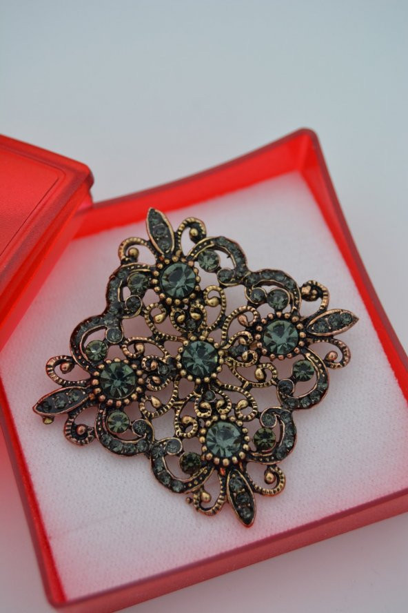 STONEAGE Antrasit Broş Madeni Bronz - Resim 2