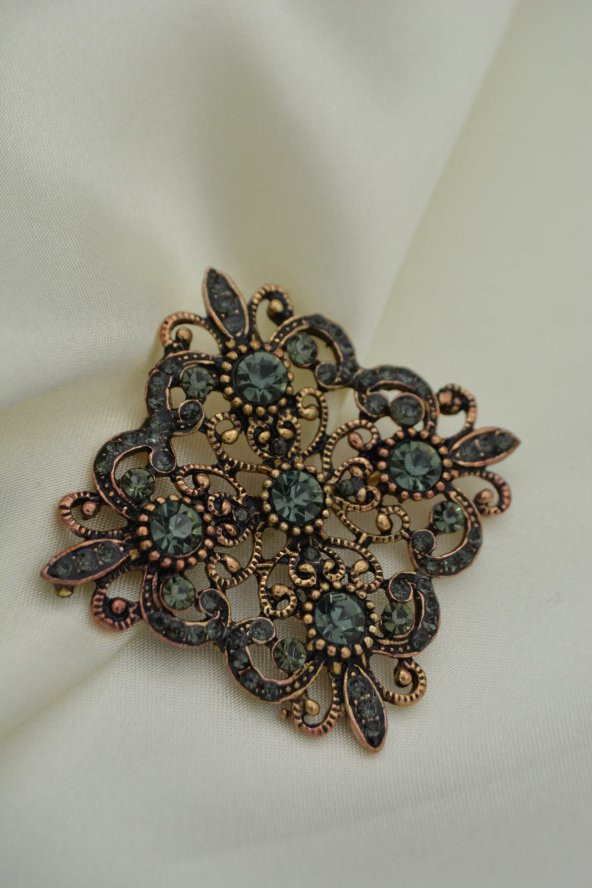 STONEAGE Antrasit Broş Madeni Bronz - Resim 4