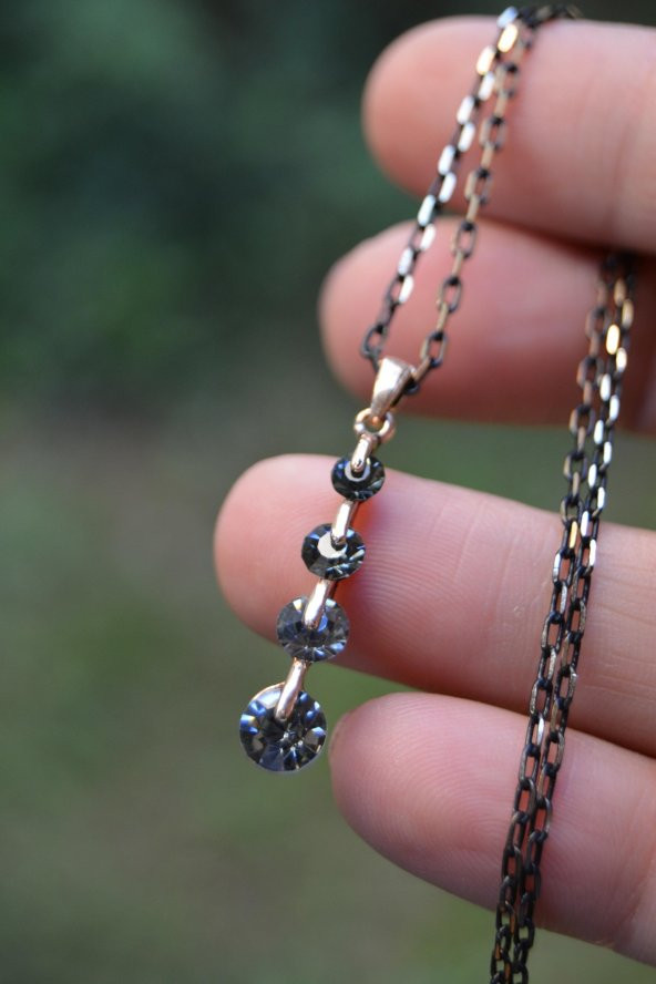 STONEAGE Antrasit Taşlı Zirkon Bayan Set - Resim 3